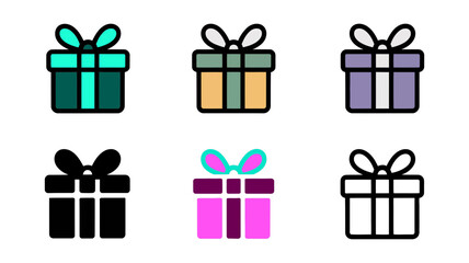 Vector art of collection of six colorful gift boxes with bows