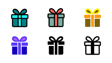 Vector art of assortment of six vibrant gift boxes with ribbons