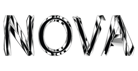 Striking metallic nova typography design with a modern and futuristic aesthetic look