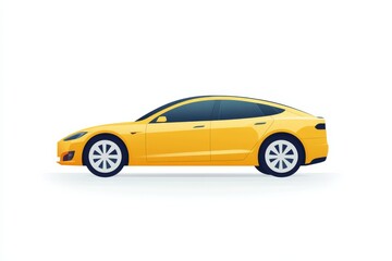 Fototapeta premium Modern yellow sedan in flat design style for transportation concepts and vehicle design projects