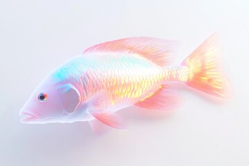 Fototapeta premium Iridescent marine life fish displaying vibrant scales on white background