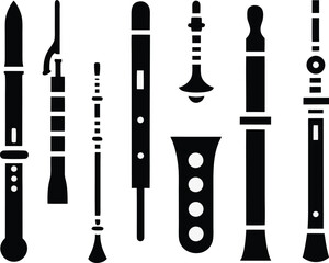 Symphonic woodwind instrument vector icons bundle scalable eps collection