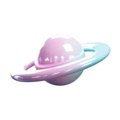 Abstract Planet Shape with Pink and Blue Hues Isolated on Transparent Background Space Theme Object Fantasy Celestial Body Design Cosmic Ring