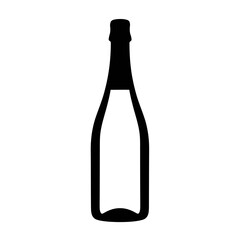 Elegant silhouette of a champagne bottle with cork and neck outline perfect for celebrations and luxury silhouette flat design vector illustration white background