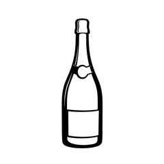 Elegant champagne bottle outline for celebrations and special occasions graphic element silhouette flat design vector illustration white background