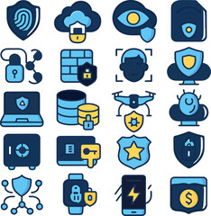 Security and Privacy Icons Collection for Digital Safety