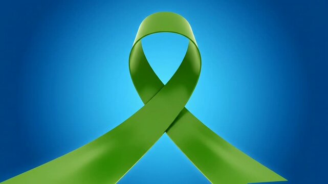 green awareness ribbon symbolizing support and health