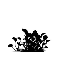 Silhouette of aquatic plant bunch for aquarium landscaping and nature design projects silhouette flat design vector illustration white background