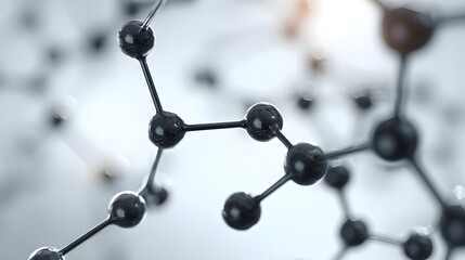 Molecular structure is depicted with connecting spheres and lines against a soft, blurred background, representing scientific or technological concepts.