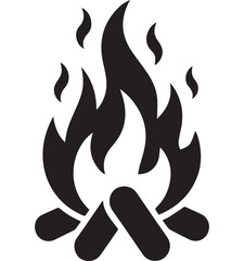 Campfire Icon with Pine Trees and Flames