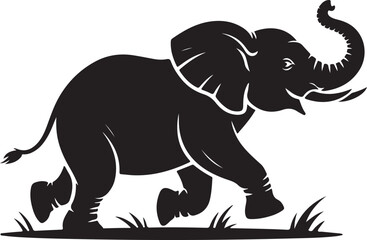 Black Silhouette Of A Running Elephant