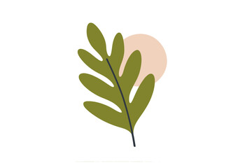 Leafy design set against a simple background with a muted sun illustration, perfect for modern decor or graphic projects