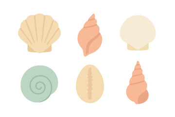 Various types of seashells displayed in soft colors on a plain background can inspire beach-themed crafts and decor