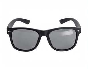 Fototapeta premium Black-framed sunglasses with grey lenses on white background