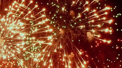 Brilliant fireworks explode in the dark sky over Lake Geneva during a summer celebration. Watch as bursts of light paint the night, creating a mesmerizing spectacle of color and sound.