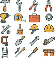 Tools and Equipment Illustration for Repair and Construction
