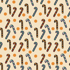 Colorful Candy Cane seamless Pattern for Holiday Design and Gift Wrapping