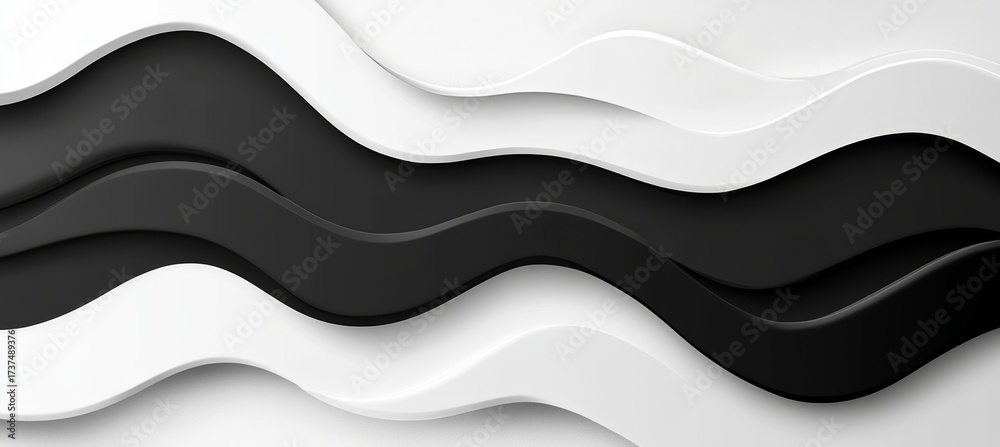 Wall mural elegant abstract design featuring grayscale curves and fluid motion on a monochromatic background