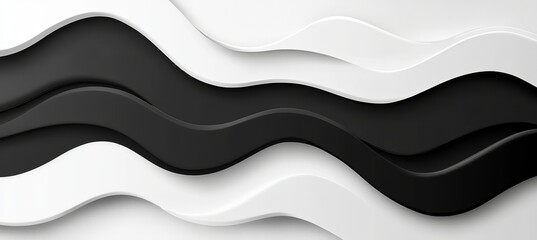Elegant Abstract Design Featuring Grayscale Curves and Fluid Motion on a Monochromatic Background