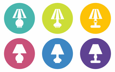 Decorative lamp icon set with colorful flat icons. Vector designs for business. Stock vector.