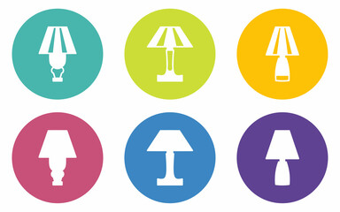 Decorative lamp icon set with colorful flat icons. Vector designs for business. Stock vector.
