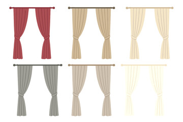 Different styles of curtains displayed in a neat arrangement for home decoration ideas and inspiration