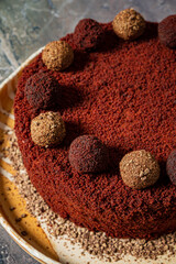 A rich chocolate cake with truffles adds elegance to any gathering