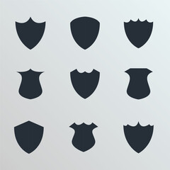 Collection of Blank Shield Shape creative on grey background
