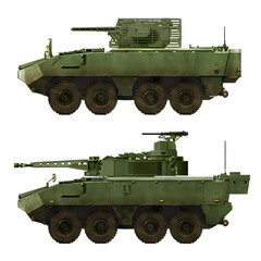 A collection of concepts of Armored Fighting Vehicles based on the Piranha III (top: Mowag Piranha IIIUA, bottom: Mowag Piranha IIIC Revo). Individual images, in full size, can be found in the portfol