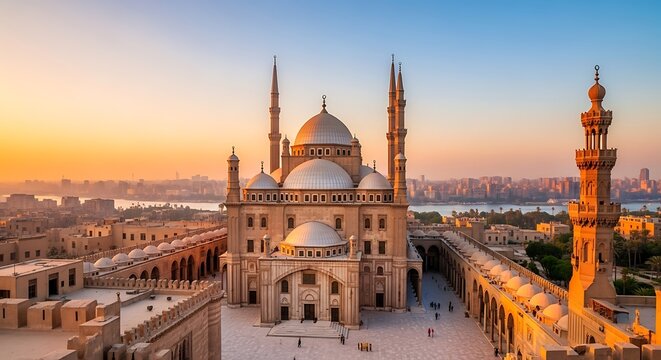 Magnificent Citadel of Salah al-Din and Mosque of Muhammad Ali at Sunset.