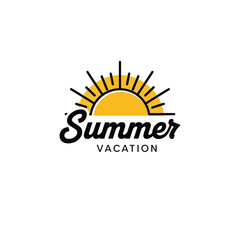 Fototapeta premium Summer vacation logo, sunny icon with text