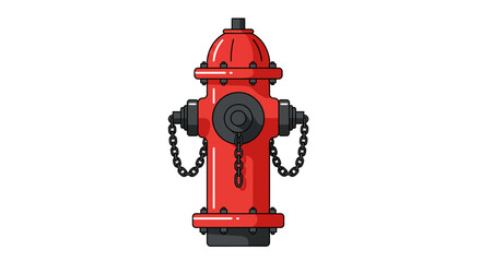 Fototapeta premium Cartoon Red Fire Hydrant with Chains and Black Accents.