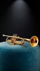Gleaming golden trumpet musical instrument brass perfect for jazz and orchestral performances