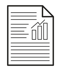 Document Report Icon with Bar Chart and Text Lines on White Background