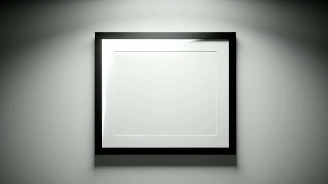 empty picture frame on wall with spotlight and shifting light