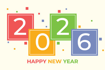 Colorful Geometric Blocks 2026 Happy New Year Design