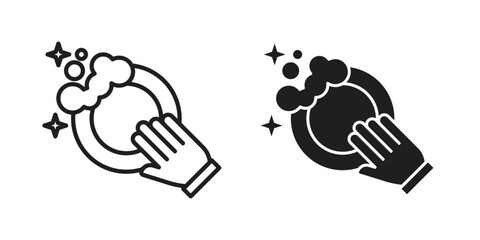 Washing dishes icon vector sign symbol