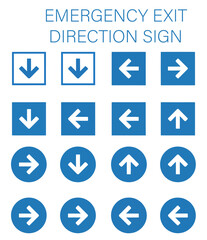 Blue Emergency Exit Direction Sign Set - Safety Assembly Point, Escape Evacuation Arrow Vector