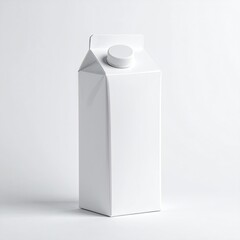 Blank, white carton with twist cap stands on white surface