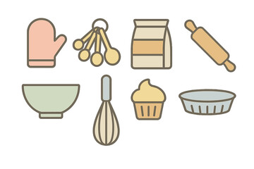 Collection of baking tools and ingredients for cooking and pastry making