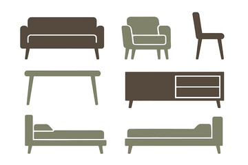 Minimalist home furniture icons for modern interior design concepts and decor