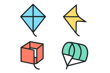 Colorful kites with various shapes flying in the clear sky during a sunny day at the park