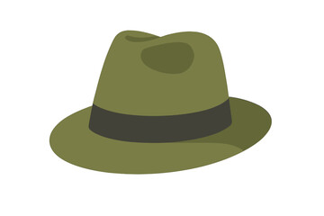 Elegant green fedora hat with a dark contrasting band, a symbol of classic style and adventure