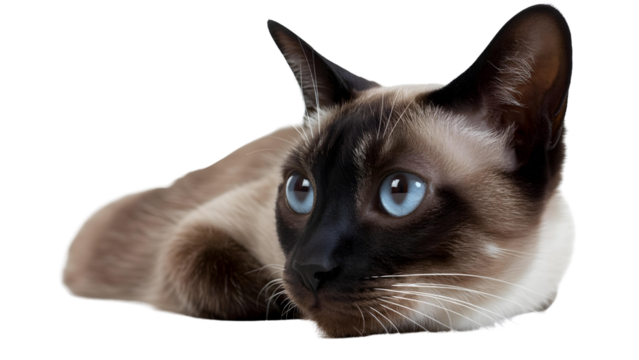 Siamese Cat with Striking Blue Eyes Lying Down

