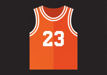 Orange Basketball Jersey with Number 23 on a Dark Background, Sports Apparel