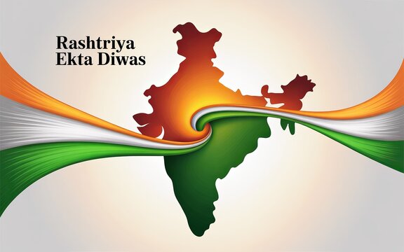 Rashtriya Ekta Diwas (National Unity Day) with Indian Flag Map and Handshake - India Unity Concept
