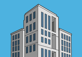 Modern City Buildings and Skyscrapers under a Clear Light Blue Sky