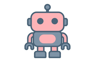 Cute pink and gray robot character standing upright with antenna and simple features