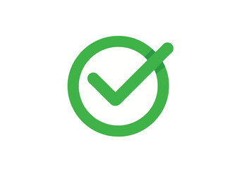 Green Check Mark Icon in a Circle on an Isolated White Background