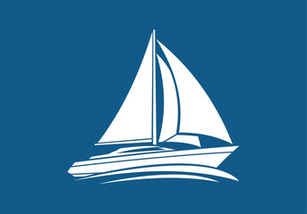 Classic White Sailboat on Blue Background Symbolizing Freedom and Adventure